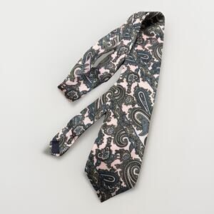 Vintage J. G. Hook Tie Paisley Pink Blue Silk Like Luxury